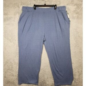 Terra Sky Womens 3X Blue Waffle Knit Lounge Pants Wide Leg Casual